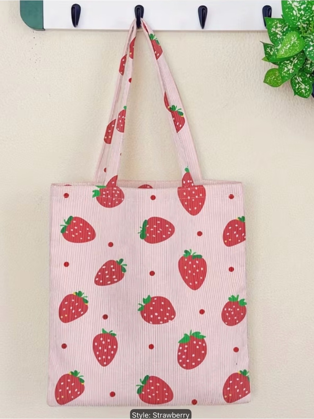Strawberry Corduroy Tote Bag - NWT - Picture 3 of 4